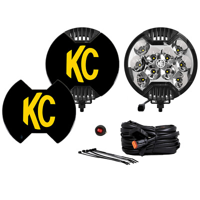 KC HiLiTES 100 2 LED Off Road 6quot; Round Lights Pair Kit Pack Spot Black Aluminum $379.99