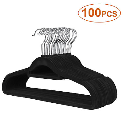 #ad Premium Non Slip Flocked Velvet Hangers Shirt Pants Clothes Hangers 100 Pack $32.58