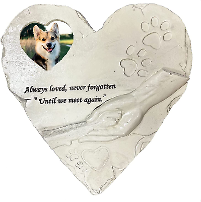 #ad Heart Shaped Pet Memorial Stone Grave Marker for Dog or Cat Pet Dog Garden $13.24
