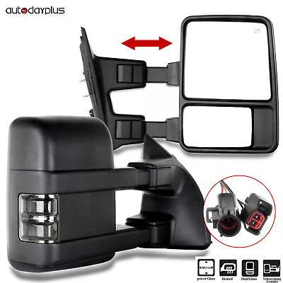 #ad Black Power Heated Towing Mirrors For 1999 2002 F250 F350 F450 F550 Pair Set $122.99