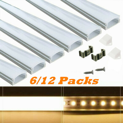 #ad 6 12Packs LED Strip Light Channel 1M each Aluminum Profile Channel Holder U Type $29.99