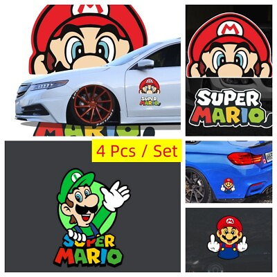 #ad 4 X Super Mario Bros Decal Stickers Vinyl Auto Car Truck SUV Window Scratch $6.95