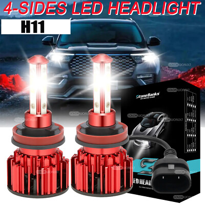 #ad 4 Sides H11 LED Headlight Kit Low Beam Bulb Super Bright 6500K White 1000000LM $10.99