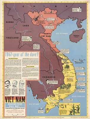 #ad 1967 Vietnam War Conflict Map Army Military History Decor Poster Print $701.25