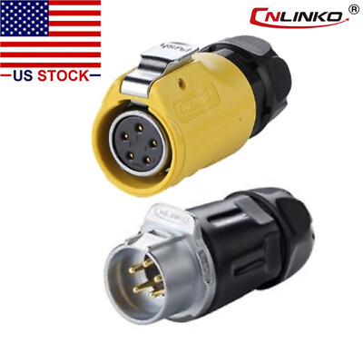 #ad 5 Pin Power Connector Cable to Cable Female Plug w Male Docking Plug IP67 M20 $25.92