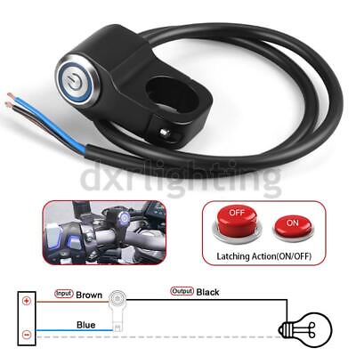 7 8quot; Motorcycle Handlebar Button Kill Switch ON Off Fog Spot Headlight Blue LED $10.98