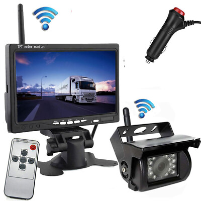 #ad 7quot; Monitor Wireless Rear View Backup Camera Kit for Truck Trailer Bus RV Reverse $75.99