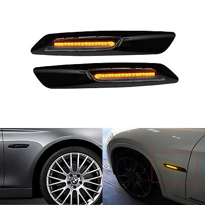 #ad Smoke Amber LED Turn Signal Side Marker Lights For BMW 3 Series F30 E90 E91 E92 $18.99