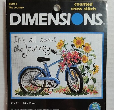 #ad Dimensions Counted Cross Stitch Kit The Journey 65017 Bike Bicycle 2005 7x5quot; Vtg $10.20