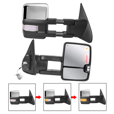 #ad Chrome Power Heated Tow Mirrors For 2007 2021 Toyota Tundra w Sequential Signal $184.95