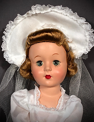 #ad c.1960 15quot; Bride Doll MINTY amp; ALL ORIGINAL Hard Plastic Mystery Doll Vintage $57.99