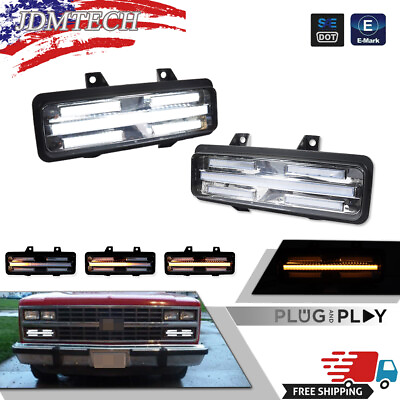 #ad Switchback LED Clear Lens DRL Signal Lights For Chevy GMC Van Jimmy Pickup Truck $79.99
