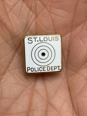 #ad St. Louis Police Department Marksmanship Award Antique GF Enamel Screw Back Pin $49.95