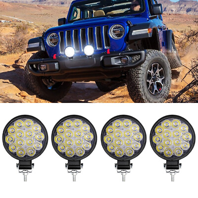 4x4 Round LED Spot Light Pods Work Flood Driving Fog Lamp For Offroad 4WD ATV $18.98