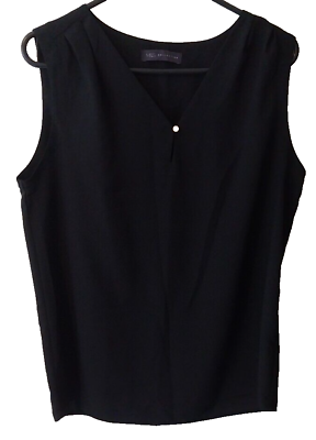 #ad Womens Black V Neck Sleeveless Polyester Shirt Top Size UK 10 Marks amp; Spencers GBP 6.99
