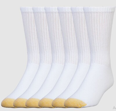 #ad GoldToe Men#x27;s White Cotton Crew Athletic Sock 12 Pair Shoe Size 6 12 $24.97