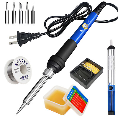 #ad Soldering Iron Kit Electric 60W Welding Gun Tools Solder Wire Flux Paste Stand $14.89