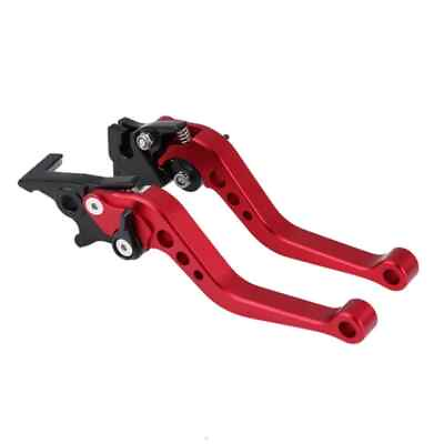 #ad 1 Pair Red Alloy Motorcycle Brake Handle CNC Clutch Drum Brake Lever Handle $14.50
