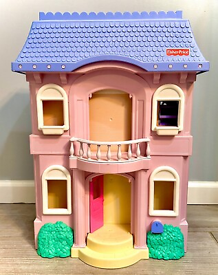 #ad Fisher Price 1997 Loving Family Grand Dollhouse Vintage Blue Roof VGUC $115.00