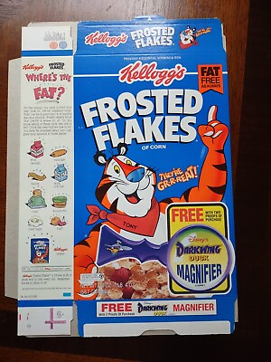 #ad 1993 Kelloggs Frosted Flakes vintage Cereal Box NEW original flat Darkwing Duck $39.00