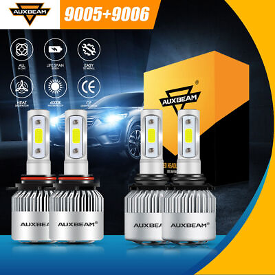 #ad AUXBEAM 9006 9005 LED Headlight KIT Combo Bulbs 6000K High Low Beam Super Bright $49.99