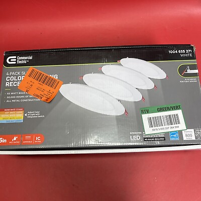 #ad Commercial Electric Ultra Slim 6in Dimmable LED Recessed Light Kit 4 Pack $47.00