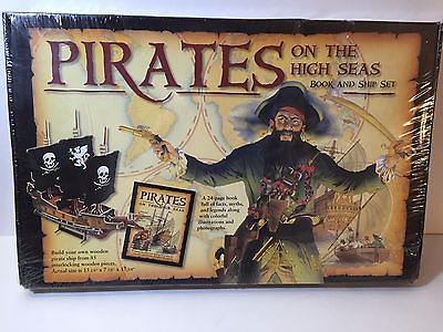 #ad Pirates on the High Seas Book and Ship Set Wooden Ship and Pirate Book $12.74