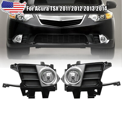 Front Bumper Fog Light Lamp w Chrome Cover Trim For Acura TSX 2011 14 Leftamp;Right $96.26