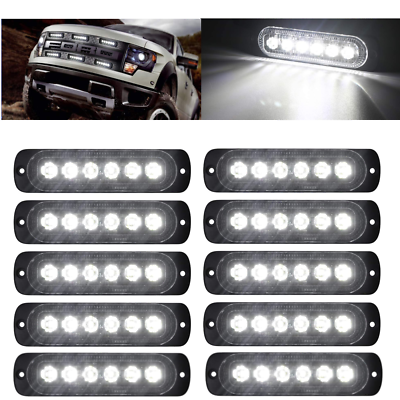 #ad 10X White 6 LED Bright Flash Emergency Hazard Warning Strobe Light Bar 12V 24V $29.98