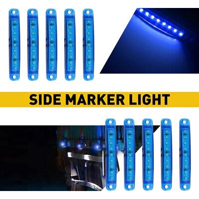 #ad 10x Blue LED Side Marker Lights Bullet Clearance Lamp Truck Trailer DIY Bulb PUS $10.44
