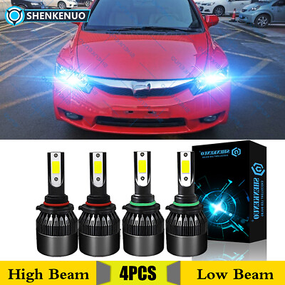 #ad For Honda Civic 2006 2007 2008 2009 2010 2011 LED Headlight 4X Bulbs Combo 8000K $27.03