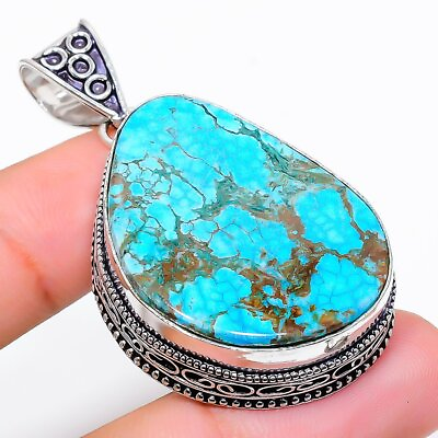 #ad Tibetan Turquoise Gemstone Handmade 925 Sterling Silver Jewelry Pendant 2.05quot; $14.40