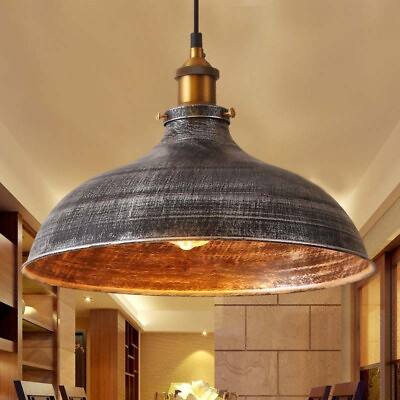 #ad Industrial Rustic Hanging Pendant Light Ceiling Lamp Dome Shade Dinging Fixture $59.90