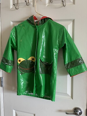 #ad KIDORABLE boys Green Hooded FROG Rain Coat JACKET* 5 6 $12.00