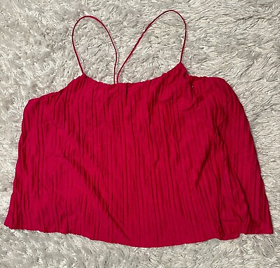 #ad A new day Women#x27;s cami plisse Pullover Casual Fit Scoop neck Size Magenta Size S $6.78