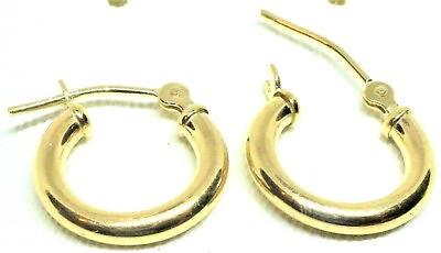 #ad 14Kt Yellow Gold Small 2 X 12MM Hoop Earrings GIFT BOX FREE SHIPPING $49.99