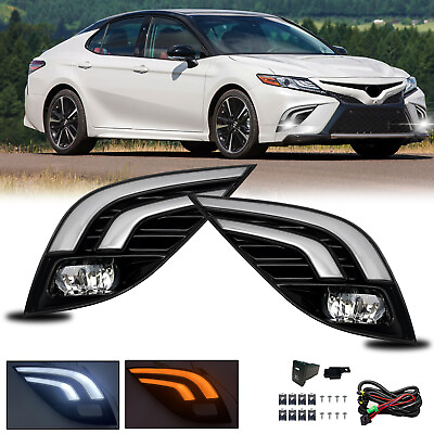 #ad Pair For 2018 2019 2020 Toyota Camry SE XSE LED Fog Lights Lamps with DRLWiring $99.99