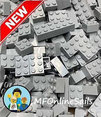 **NEW** 50 Light Bluish Gray Genuine LEGO Bricks 2x2 2x3 2x4 2x6 Random Bulk Lot $14.00