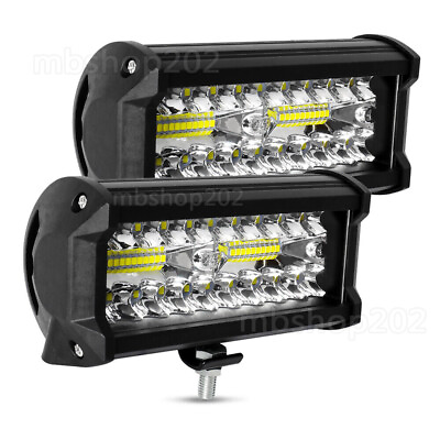 #ad 2x7 inch 20000LM LED Light Bars for Off road Truck ATV Flood Driving Fog Lights $17.99