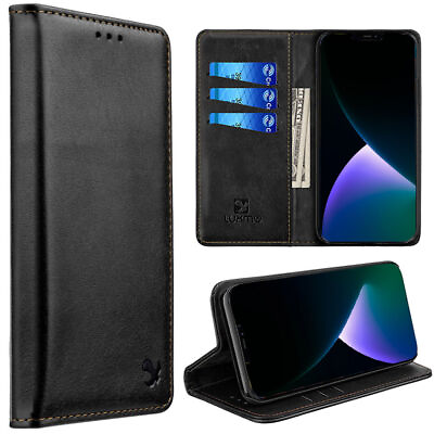 #ad 2 IN 1 Luxury Magnetic Leather Wallet Case for iPhone 14 Plus Black $10.79