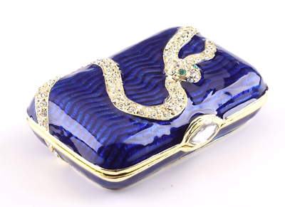 #ad Keren Kopal Blue Box with Snake Trinket Box Decorated with Austrian Crystals $59.00