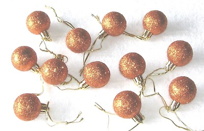 #ad Orange Bronze Mini Ornaments Christmas Non Shatter Balls Glitter Miniature Tree $9.95