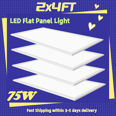 #ad 4 Pack 2x4 Ft LED Panel Light Drop Ceiling Flat 5000K Recessed Troffer Fixture $198.39