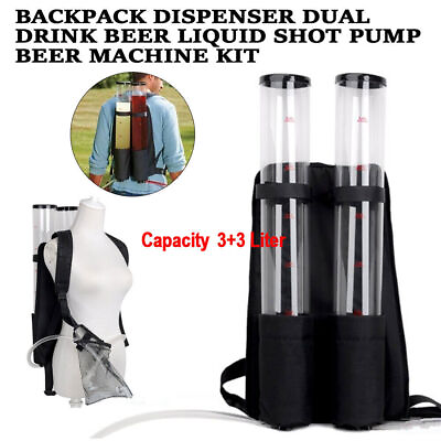 #ad Dual Tank Double Drink Beverage Dispenser Backpack Beer liquid Shot Pump Gun PUB $40.10