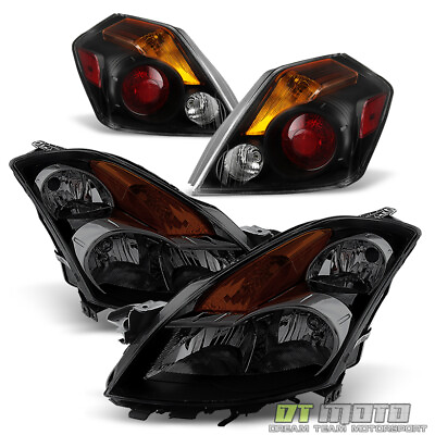 #ad For 2007 2009 Altima Sedan Black Smoked Headlights Black Tail Lights Lamp 07 09 $215.99