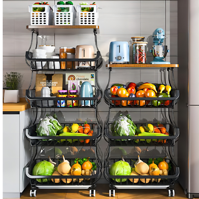 #ad Fruit and vegetable storage basket with removable wheels Stainless Steel Garage $29.99