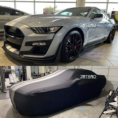 #ad Soft Grey Line Indoor Stain Stretch Full Car Cover For Ford Mustang Shelby GT500 $159.52