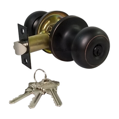 #ad New High Quality Door Knob Lock Entry Keyed Cylinder 3 Key Exterior Interior SC1 $18.03