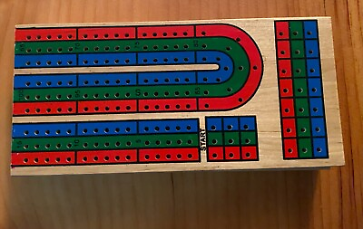 #ad Vintage Classic Solid Wooden Cribbage Set 3 Track Board Game With Pegs Travel $16.95