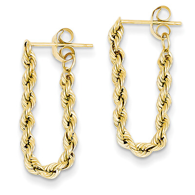 #ad 14k Yellow Gold Hollow Rope Earrings TH553 $136.99
